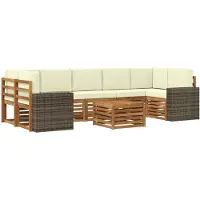 vidaXL Buiten bank set 8 st Natuurlijk en Crème Massief Acacia Hout