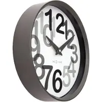 Nextime Wandklok 30cm-Stil-Houtskoolgrijs -Plastic-'Groot Getal'