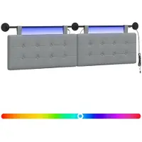 vidaXL Hangend hoofdbord Met LED-verlichting Lichtgrijs Stof