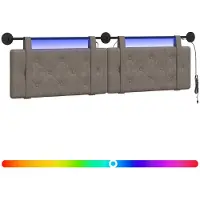 vidaXL Hangend hoofdbord Met LED-verlichting Grijs Antiek PU