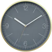 Nextime Wandklok 30cm-Silent-Gold/Pigeon Blue-Aluminium-'Nova'