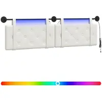 vidaXL Hangend hoofdbord Met LED-verlichting Wit Kunstleer