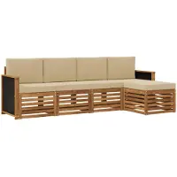 vidaXL Buiten bank set 5 st Natuurlijk en Beige