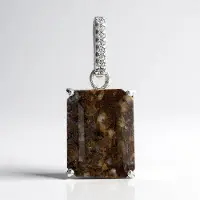 Cavill - 925 Sterling Zilver Hanger met 10,3 ct Dinosaurus Quartz en 8 Witte Topaas Briljant - Achthoekige Edelsteen - Natuur Sieraad