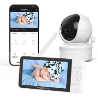 Youha Babyfoon - Babyfoon met Camera, Kleuren beeldscherm en App - Scherp Kleurenbeeld en Helder Geluid - Compatibel met Meerdere Camera's