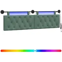 vidaXL Hangend hoofdbord Met LED-verlichting Zeegroen Fluweel