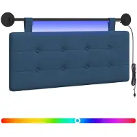 vidaXL Hangend hoofdbord Met LED-verlichting Blauw Stof
