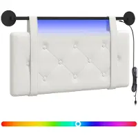 vidaXL Hangend hoofdbord Met LED-verlichting Wit Kunstleer