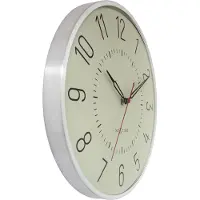 Nextime Wandklok 30,5cm-Koepelglazen lens-Silent-Silver/Lichtgroen-aluminium-'Rotterdam'