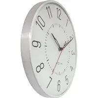 Nextime Wandklok 30,5cm-koepelglaslens-stil-zilver/gebroken wit-aluminium-'Rotterdam'