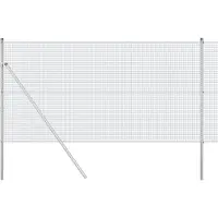 vidaXL gelast draadhek met grondbevestiging 10 x 1 m Zilverkleurig