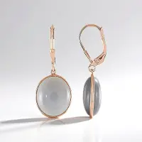 Cavill - Zilveren Oorbellen met 11,79 ct Ovale Maansteen - 925 Sterling Zilver Roségoud Verguld - Stijlvolle Cabochon Oorbellen - Dames Sieraden
