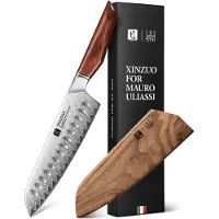 Xinzuo x Uliassi – Santokumes Damascus 18,5 cm – Professioneel Keukenmes – Xing Series – Mauro Uliassi (3-sterren Michelin chef)