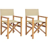 vidaXL Regisseursstoel Bruin en Beige Massief Teakhout