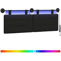 vidaXL Hangend hoofdbord Met LED-verlichting Zwart Kunstleer