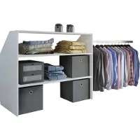 VCM Dacho wandkast , plank, kleerkast schuine wand 2 planken en 1 kledingstangwit.