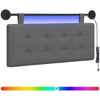vidaXL Hangend hoofdbord Met LED-verlichting Donkergrijs Stof