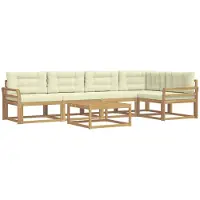 vidaXL Buiten bank set 6 st Wit en crèmekleurig Polyester