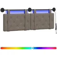 vidaXL Hangend hoofdbord Met LED-verlichting Grijs Antiek PU