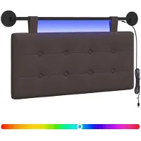 vidaXL Hangend hoofdbord Met LED-verlichting Donkerbruin Stof