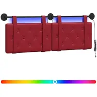 vidaXL Hangend hoofdbord Met LED-verlichting Wijnrood Kunstleer