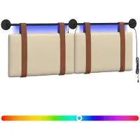 vidaXL Hangend hoofdbord Met LED-verlichting Crèmekleurig Antiek PU