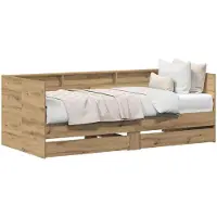 vidaXL Dagbed met lade Artisan Eiken 90 x 190 cm Bewerkt hout