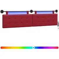 vidaXL Hangend hoofdbord Met LED-verlichting Wijnrood Kunstleer