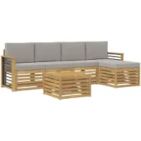 vidaXL Buiten bank set 6 st Wit en Lichtgrijs Polyester