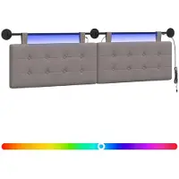 vidaXL Hangend hoofdbord Met LED-verlichting Taupe Stof
