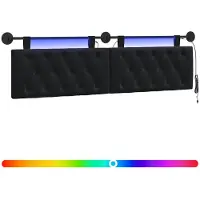 vidaXL Hangend hoofdbord Met LED-verlichting Zwart Fluweel