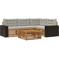 vidaXL Tuinset met 5 zitplaatsen. Natuurlijke en lichtgrijze polyester stof