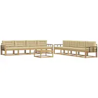 vidaXL Buiten bank set 9 st Wit en Beige Polyester
