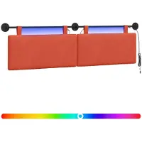 vidaXL Hangend hoofdbord Met LED-verlichting Rood Oranje Corduroy stof