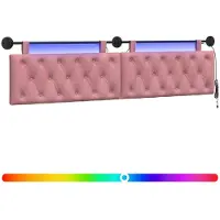 vidaXL Hangend hoofdbord Met LED-verlichting Roze Fluweel