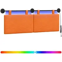 vidaXL Hangend hoofdbord Met LED-verlichting Oranje Corduroy stof