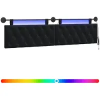 vidaXL Hangend hoofdbord Met LED-verlichting Zwart Fluweel
