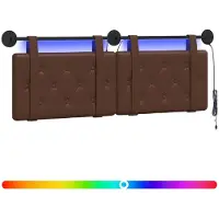 vidaXL Hangend hoofdbord Met LED-verlichting Bruin Kunstleer