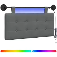 vidaXL Hangend hoofdbord Met LED-verlichting Donkergrijs Stof