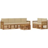 vidaXL Buiten bank set 7 st Natuurlijk en Beige Massief Acacia Hout