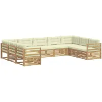 vidaXL Tuinset met 9 zitplaatsen, wit en crème, massief acaciahout