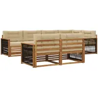 vidaXL Buiten bank set 7 st Natuurlijk en Beige