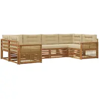 vidaXL Buiten bank set 6 st Natuurlijk en Beige Massief Acacia Hout