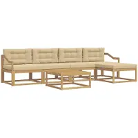 vidaXL Buiten bank set 6 st Wit en Beige Polyester