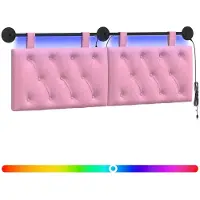 vidaXL Hangend hoofdbord Met LED-verlichting Roze Stof