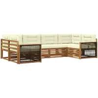 vidaXL Buiten bank set 6 st Natuurlijk en Crème Massief Acacia Hout