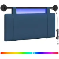 vidaXL Hangend hoofdbord Met LED-verlichting Blauw Stof
