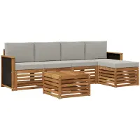 vidaXL Buiten bank set 6 st Naturel en lichtgrijs