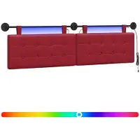 vidaXL Hangend hoofdbord Met LED-verlichting Wijnrood Kunstleer