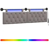 vidaXL Hangend hoofdbord Taupe Stof